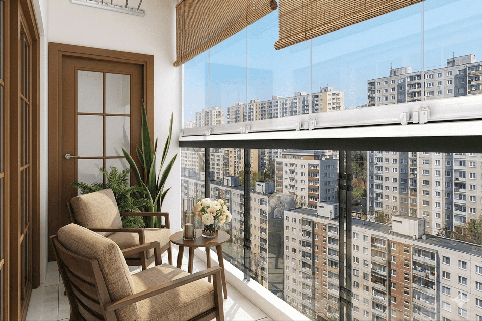 Hotové zasklení balkonu na sídlišti | Okno-expert.cz