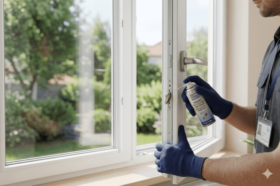 Mazání okenního mechanismu a kování | Okno-expert.cz