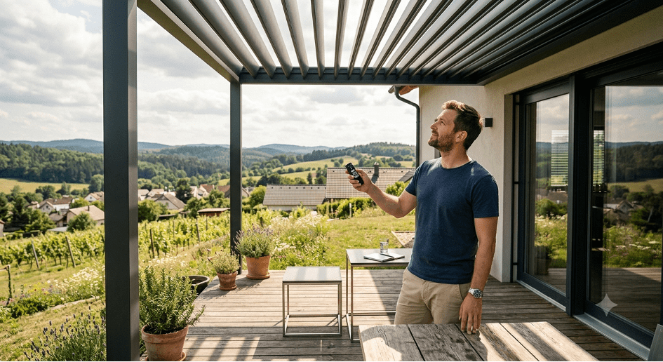 Moderní hliníková bioklimatická pergola | Okno-expert.cz