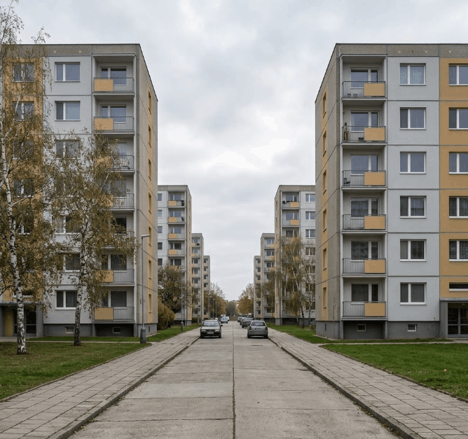 Technik seřizuje kování plastového okna v panelovém bytě v Kladně